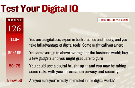 Screenshot of digital IQ test results.